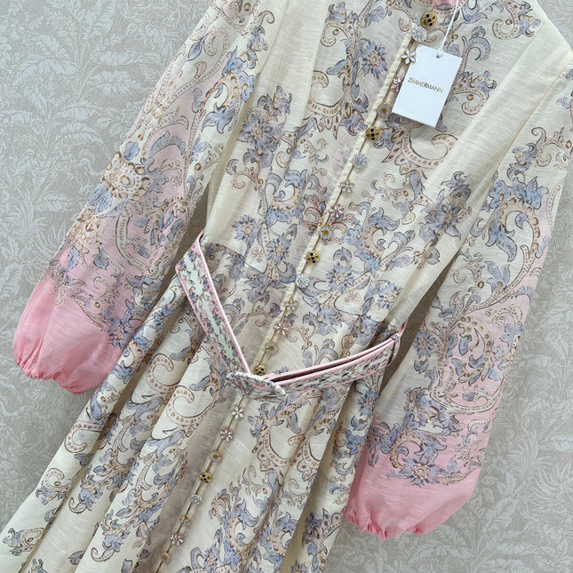 ZIMMERMANN LONG DRESS WITH A STAND COLLAR 275112