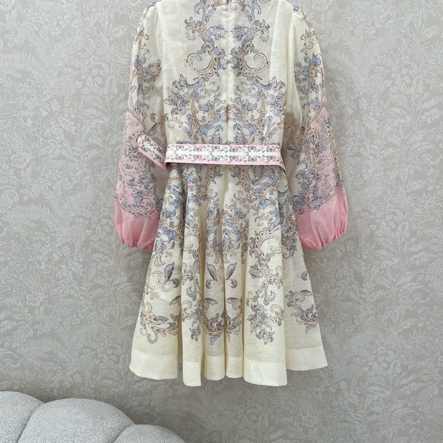 ZIMMERMANN SHORT DRESS WITH A STAND COLLAR 275114