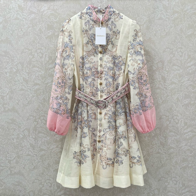 ZIMMERMANN SHORT DRESS WITH A STAND COLLAR 275114