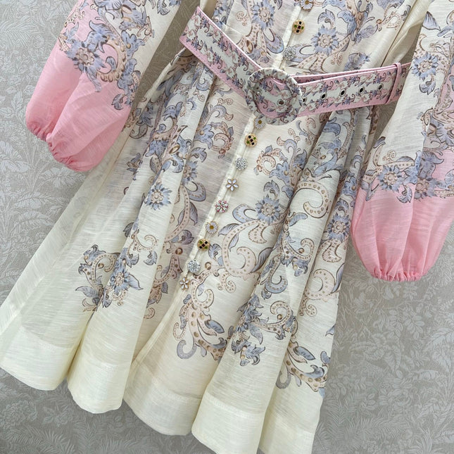 ZIMMERMANN SHORT DRESS WITH A STAND COLLAR 275114