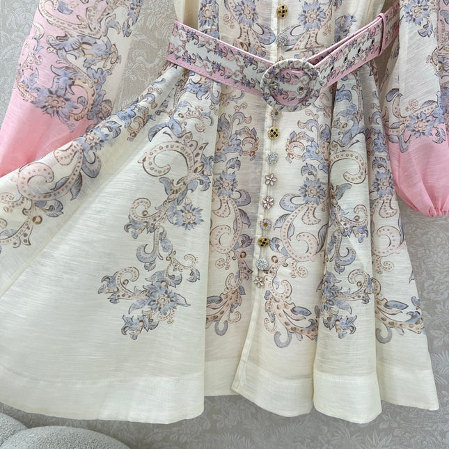 ZIMMERMANN SHORT DRESS WITH A STAND COLLAR 275114