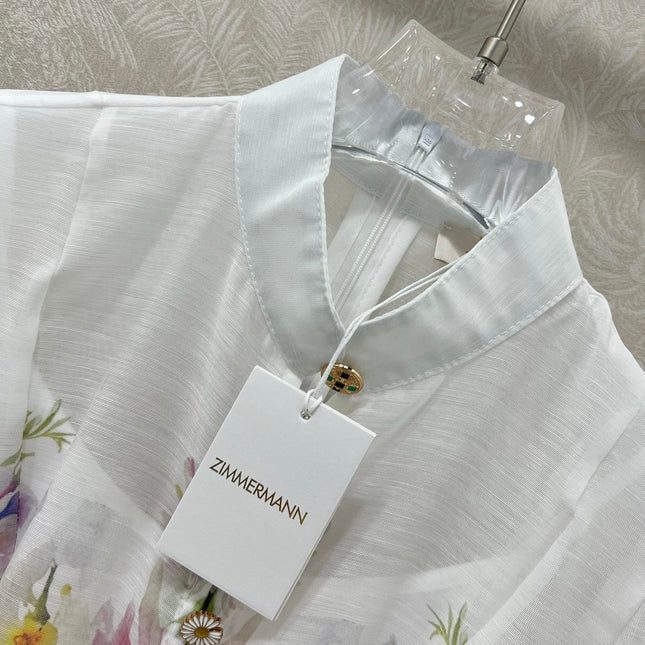 ZIMMERMANN SHORT DRESS WITH A STAND COLLAR 275119