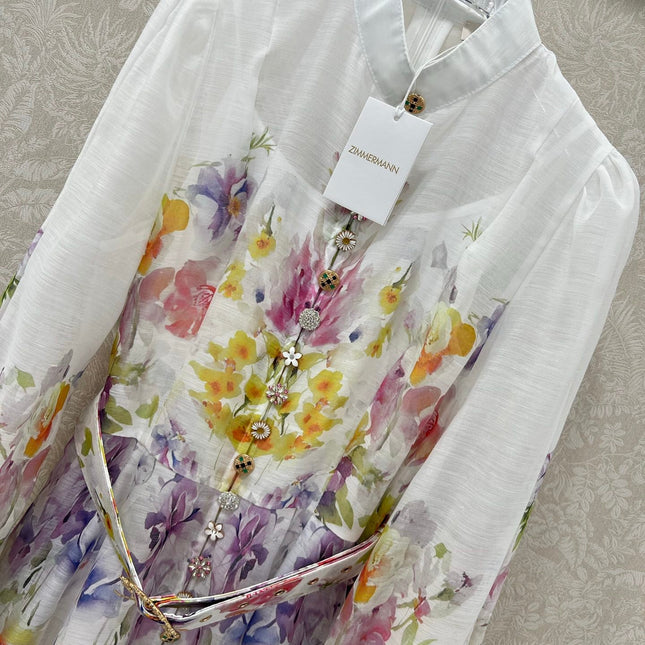 ZIMMERMANN SHORT DRESS WITH A STAND COLLAR 275119