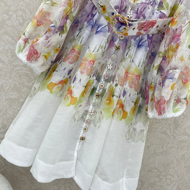 ZIMMERMANN SHORT DRESS WITH A STAND COLLAR 275119