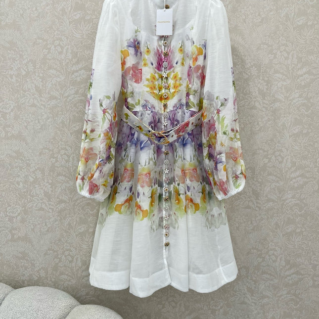 ZIMMERMANN SHORT DRESS WITH A STAND COLLAR 275119