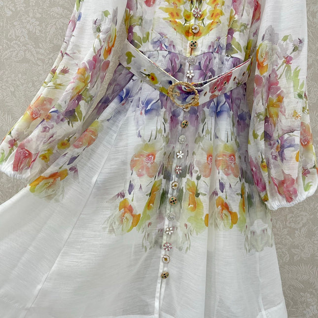 ZIMMERMANN SHORT DRESS WITH A STAND COLLAR 275119