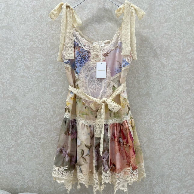 ZIMMERMANN SLEEVELESS HALTER DRESS WITH V-NECK 275127