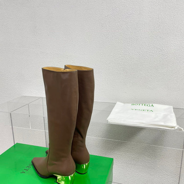 TEX HIGH BOOT IN MEDIUM BROWN PATENT CALFSKIN