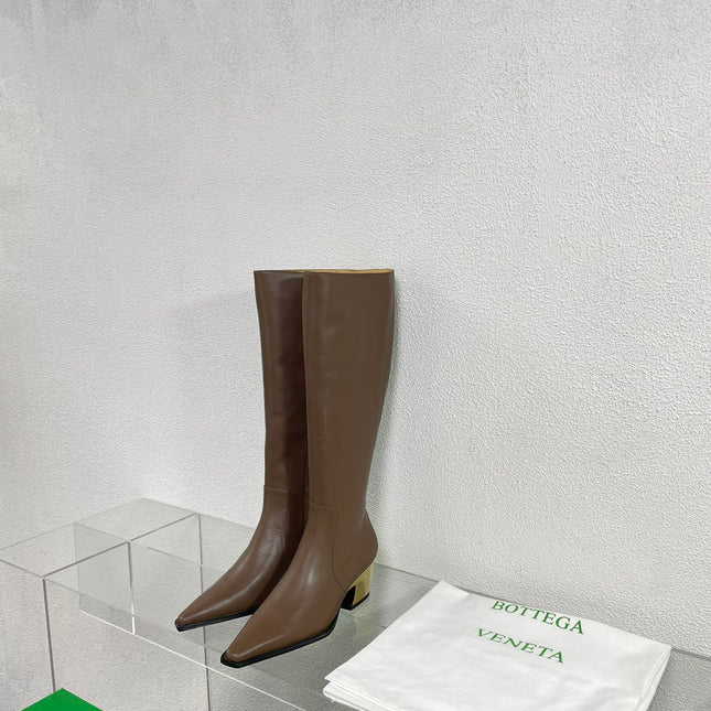 TEX HIGH BOOT IN MEDIUM BROWN PATENT CALFSKIN