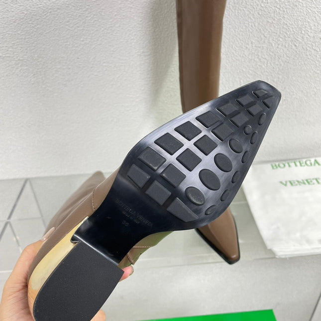 TEX HIGH BOOT IN MEDIUM BROWN PATENT CALFSKIN