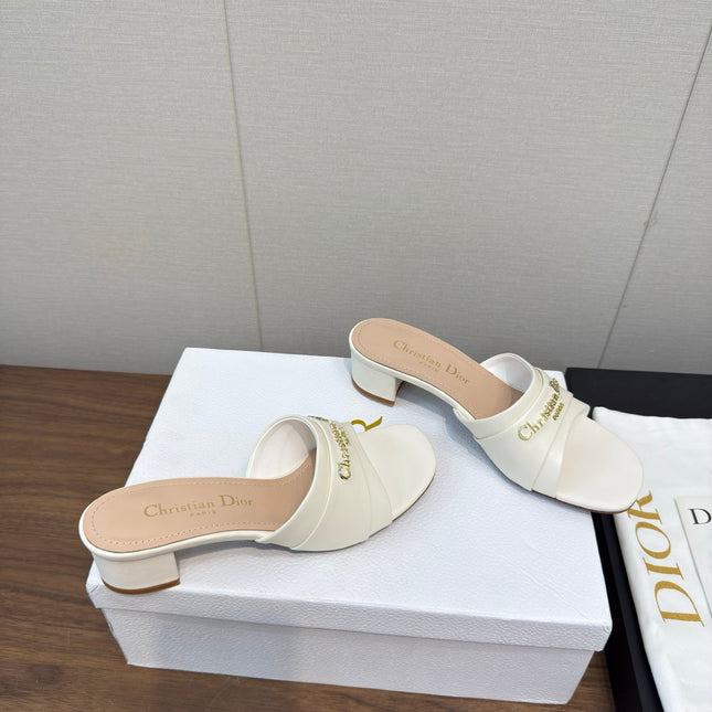 DIOR HIGH HEEL 25S 45 MM IN WHITE LAMBSKIN WITH GOLD HARDWARE