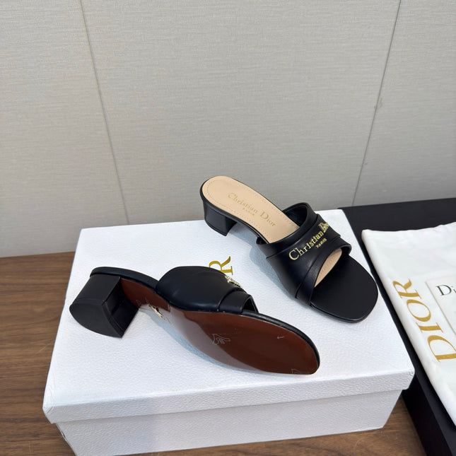 DIOR HIGH HEEL 25S 45 MM IN BLACK LAMBSKIN WITH GOLD HARDWARE