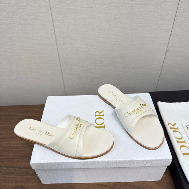 DIOR SANDAL 25S IN WHITE LAMBSKIN WITH GOLD HARDWARE