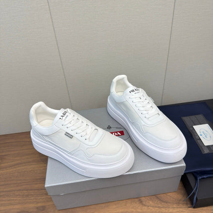 PRADA 25S DOWNTOWN BOLD SNEAKERS 45MM IN WHITE CALFSKIN