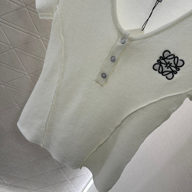 Loewe 25 T-Shirt V-Neck White Cotton