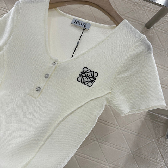 Loewe 25 T-Shirt V-Neck White Cotton