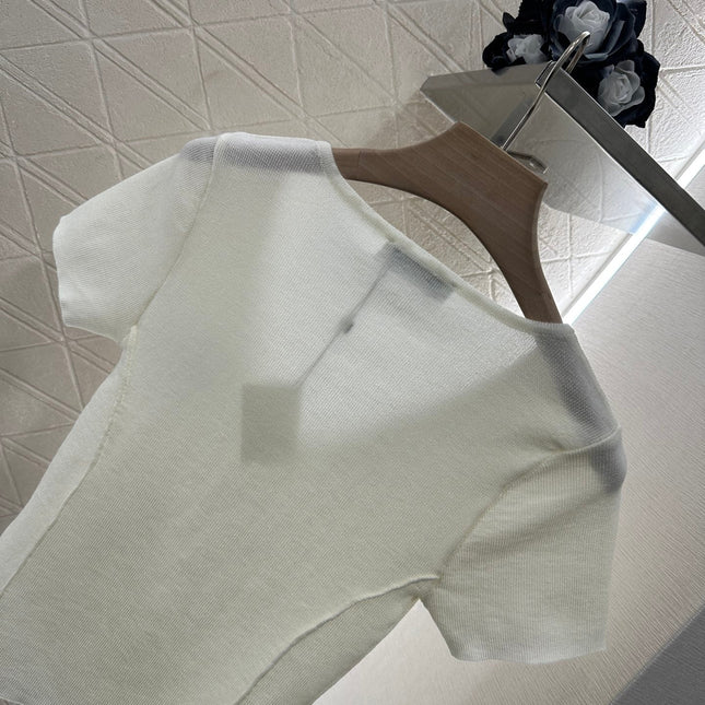 Loewe 25 T-Shirt V-Neck White Cotton