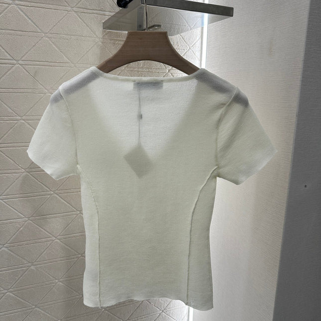 Loewe 25 T-Shirt V-Neck White Cotton