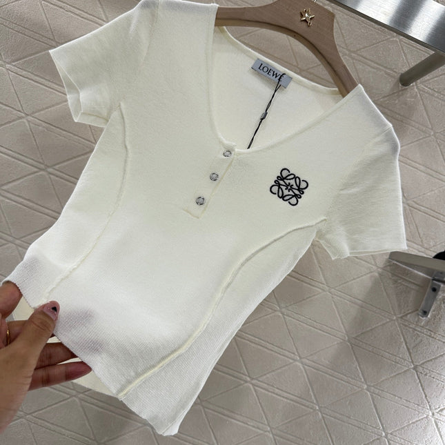 Loewe 25 T-Shirt V-Neck White Cotton