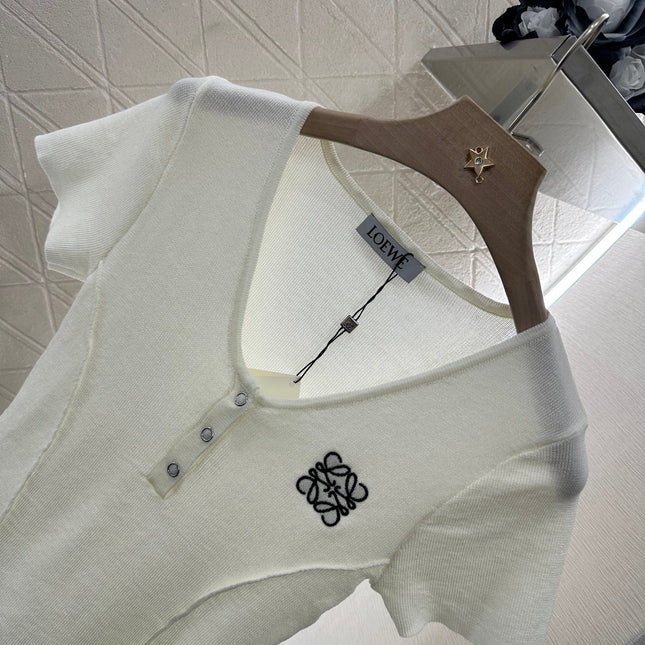 Loewe 25 T-Shirt V-Neck White Cotton