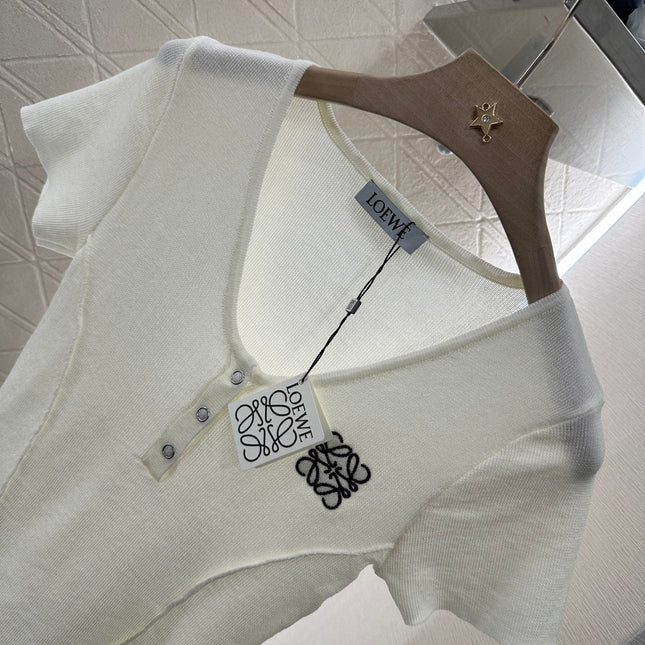 Loewe 25 T-Shirt V-Neck White Cotton