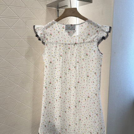 PRADA COTTON DRESS WITH LACE MIXED SLEEVES
