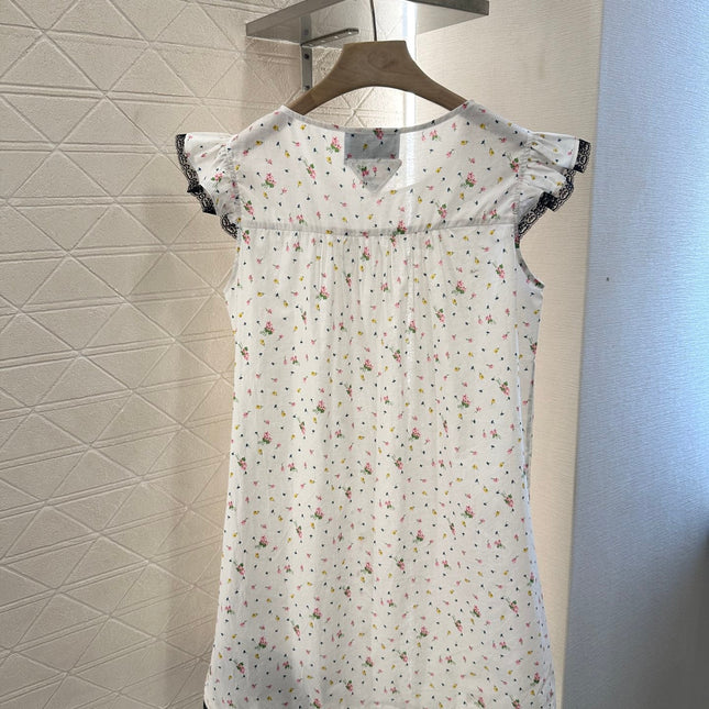 PRADA COTTON DRESS WITH LACE MIXED SLEEVES