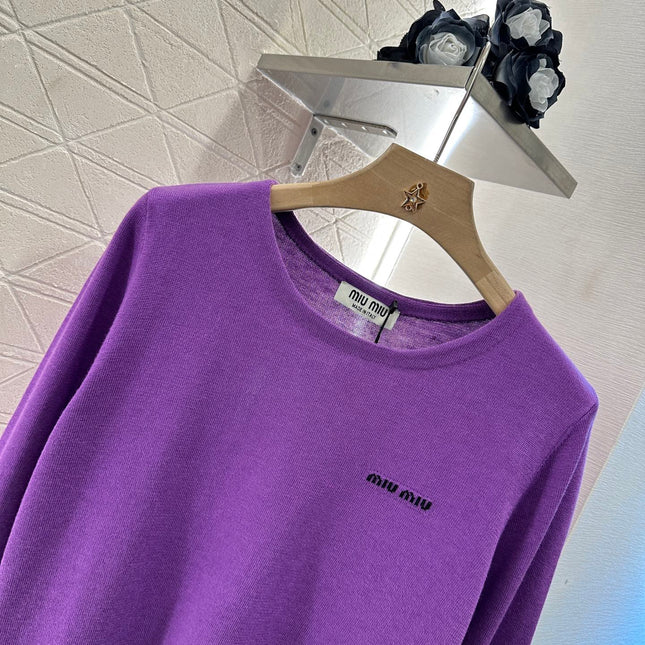 MIU 25S TEXT LOGO KNIT TOP 265531