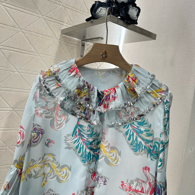 CHANEL 25S SEQUIN EMBELLISHED SHIRT DRESS SET 265579