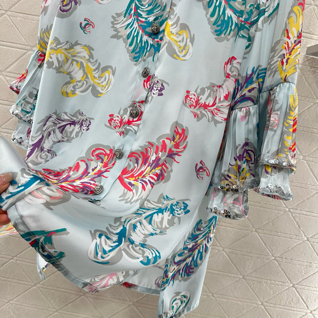 CHANEL 25S SEQUIN EMBELLISHED SHIRT DRESS SET 265579