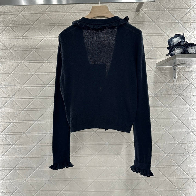 CHANEL RUFFLE-TRIM KNITTED CARDIGAN DRESS SET 276599