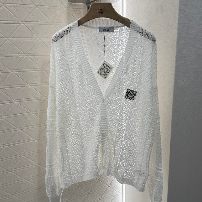 LOEWE HOLLOW KNITTED CARDIGAN DRESS SET 276594