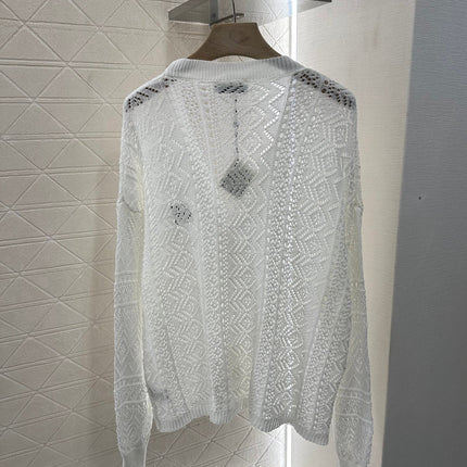 LOEWE HOLLOW KNITTED CARDIGAN DRESS SET 276594