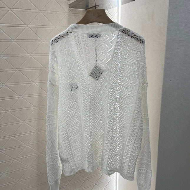 LOEWE HOLLOW KNITTED CARDIGAN DRESS SET 276594