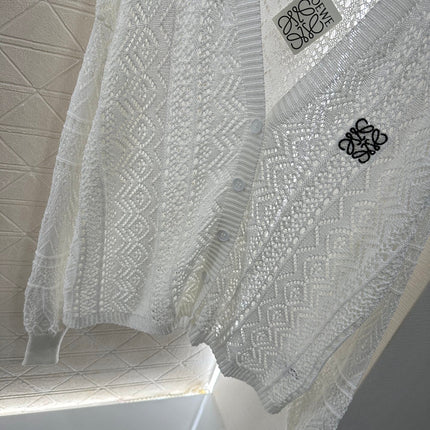 LOEWE HOLLOW KNITTED CARDIGAN DRESS SET 276594