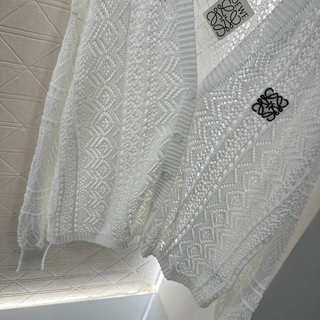 LOEWE HOLLOW KNITTED CARDIGAN DRESS SET 276594