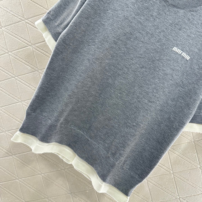 MIUMIU SHORT-SLEEVE KNIT TOP 276490