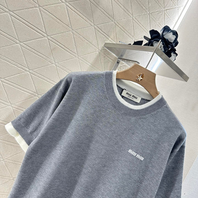 MIUMIU SHORT-SLEEVE KNIT TOP 276490