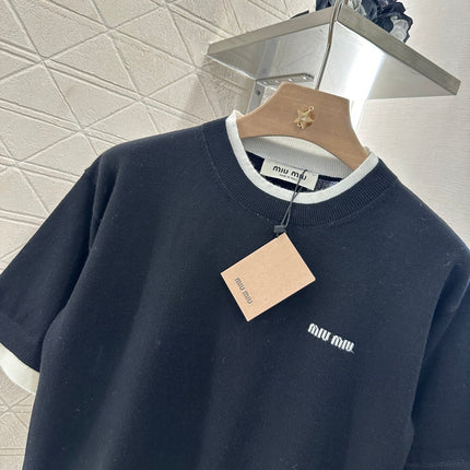 MIUMIU SHORT-SLEEVE KNIT TOP 276589