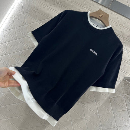 MIUMIU SHORT-SLEEVE KNIT TOP 276589