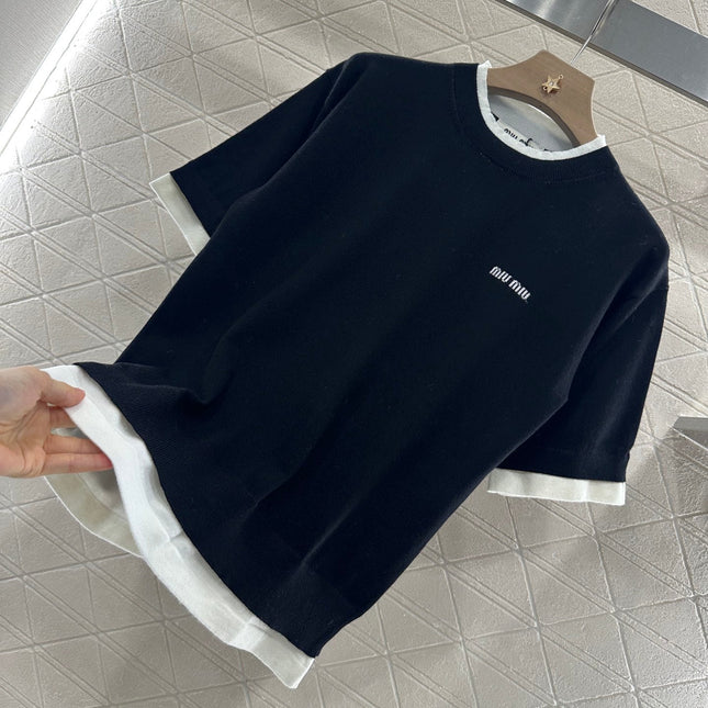 MIUMIU SHORT-SLEEVE KNIT TOP 276589