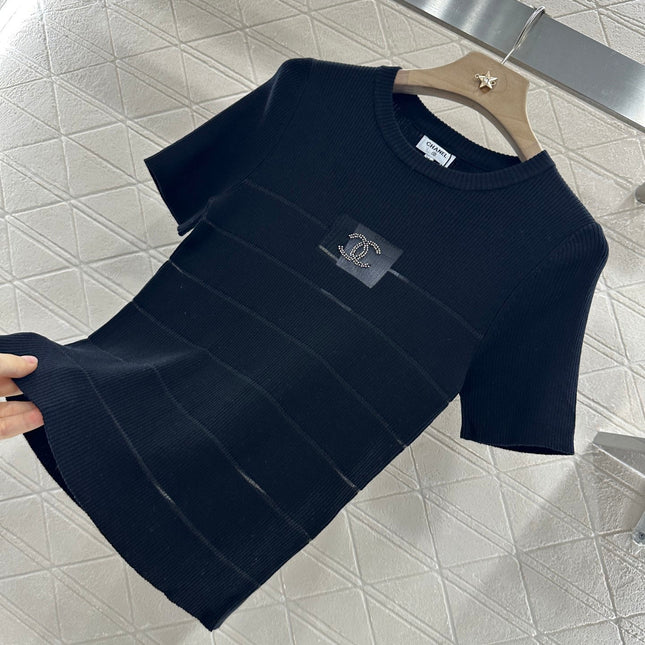 CHANEL FITTED SHORT-SLEEVE KNIT TOP 276496