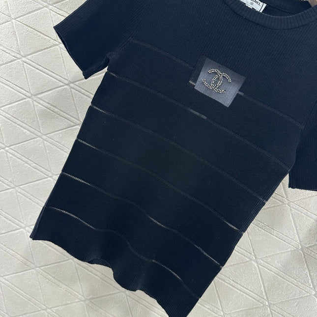 CHANEL FITTED SHORT-SLEEVE KNIT TOP 276496