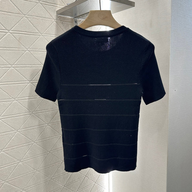CHANEL FITTED SHORT-SLEEVE KNIT TOP 276496
