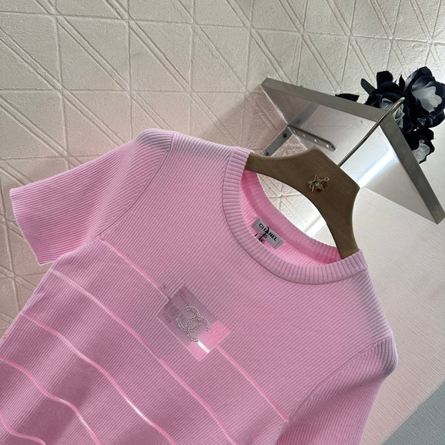 CHANEL FITTED SHORT-SLEEVE KNIT TOP 276498
