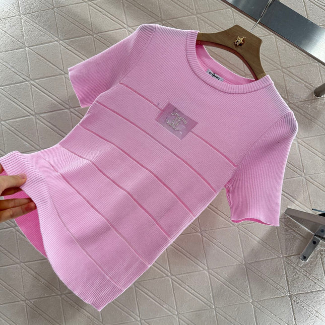 CHANEL FITTED SHORT-SLEEVE KNIT TOP 276498