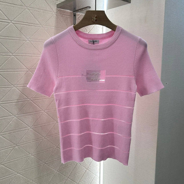 CHANEL FITTED SHORT-SLEEVE KNIT TOP 276498