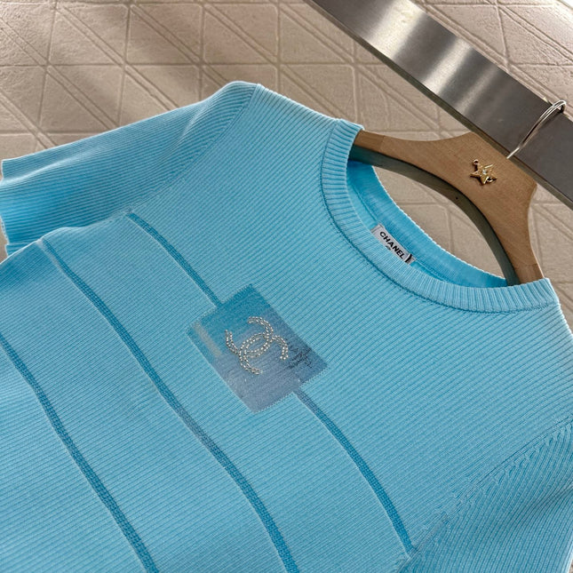 CHANEL FITTED SHORT-SLEEVE KNIT TOP 276494