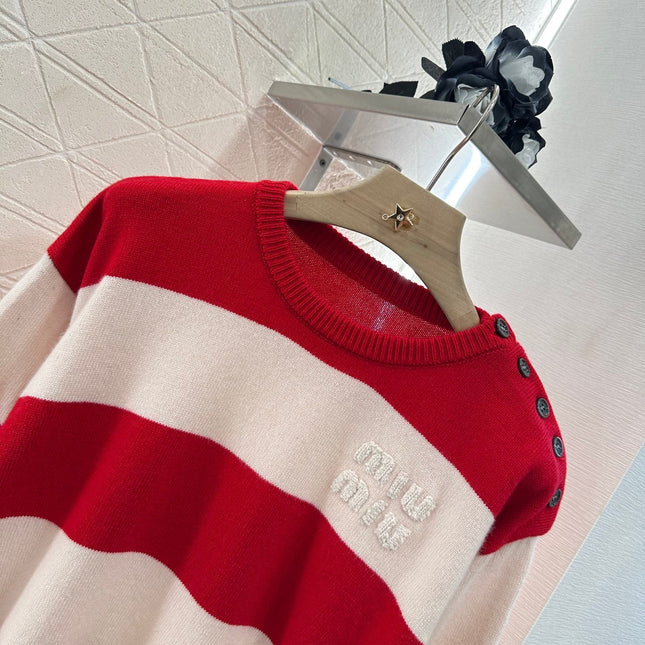 MIUMIU STRIPED CREW NECK SWEATER 276681