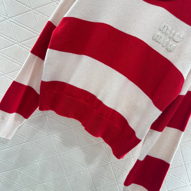 MIUMIU STRIPED CREW NECK SWEATER 276681